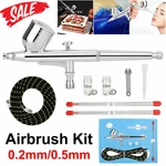 Dual Action Gravity Feed Airbrush Kit Spray Gun Compress Paint Art Set 0.2/0.5MM. Fixed Price $23.35.