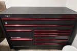 Matco Power Tool Cabinet, 10 Drawers, Wheels, Black Red Metal Matte. Fixed Price $7000.00.