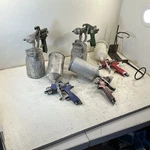 Lot Of 5 Hvlp Spray Guns 2 Stands Airace SGGH90 Atd Tools With 4 Metal Canister. Fixed Price $228.80.