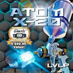 Atom X20 Lvlp Air Spray Automotive Car Paint Gravity Feed Kit + Gunbudd. Fixed Price $197.00.