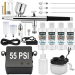 Airbrush Kit Compressor 55 Psi 0.2 0.3 0.5MM Nozzles 4 Cleaners Model Craft. Fixed Price $110.99.